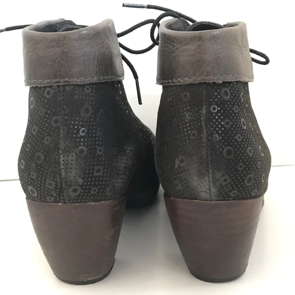 WOLKY Suede Lace Up Heeled Boot Jacquerie Women’s Size 9.5